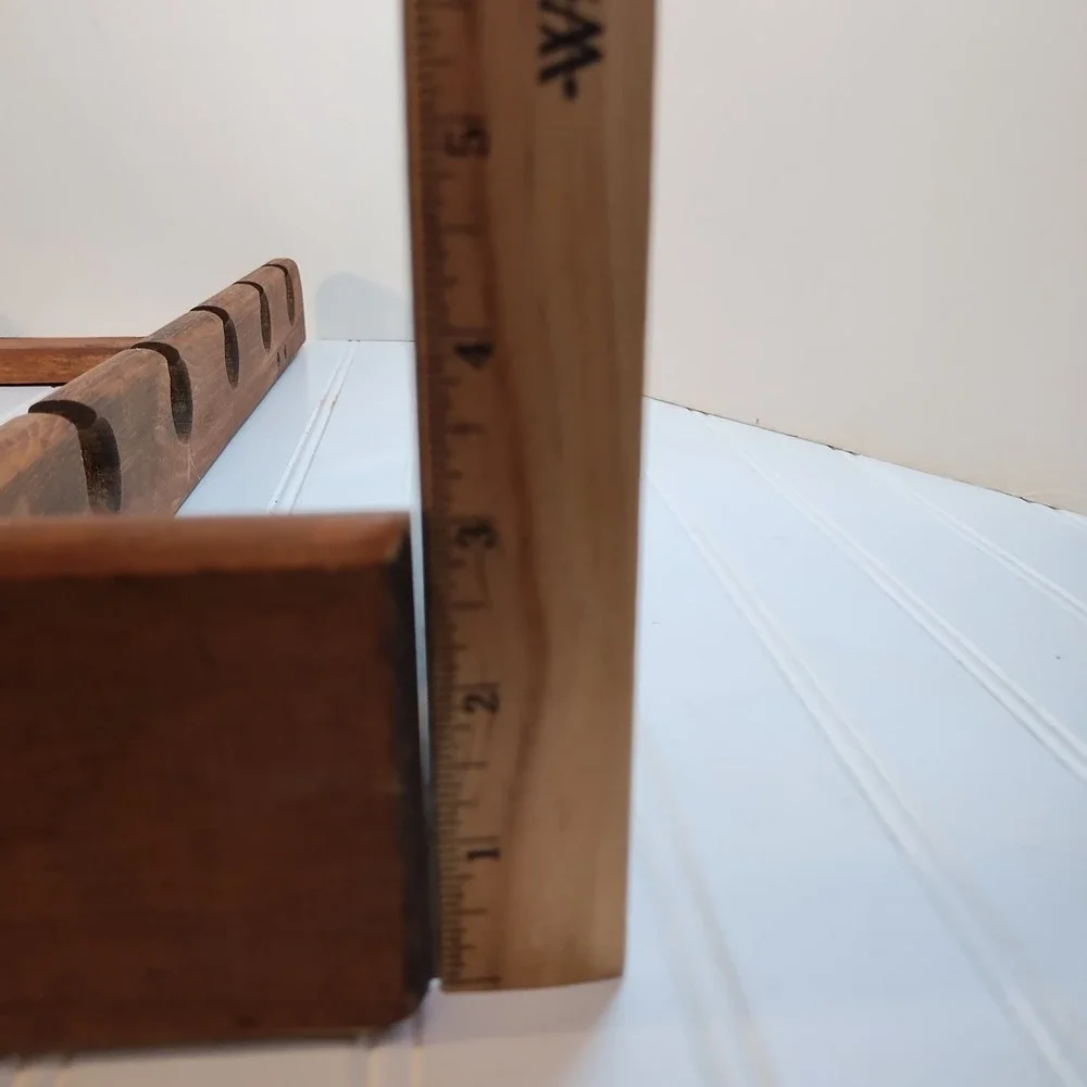 Vintage Wood Hat Rack for Baseball Caps Wall Mounted Storage Brown Wood 12 Slots